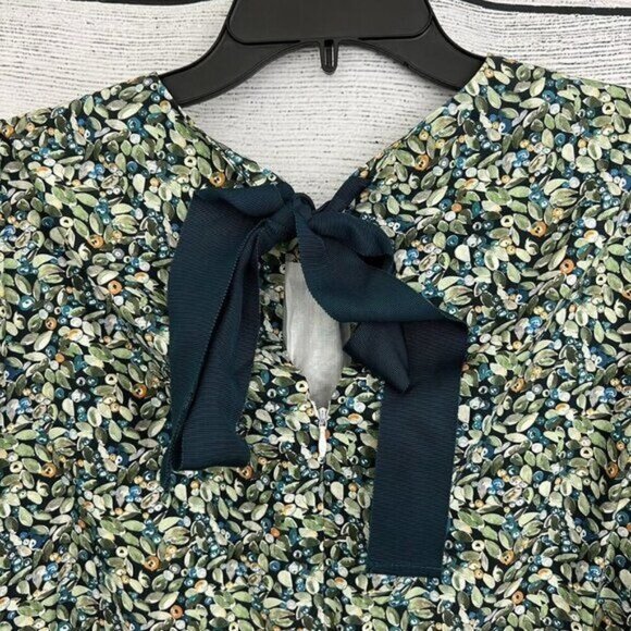 Charlotte Brody Leaf Print Puff Sleeve Top With Back Tie Size L - Picture 4 of 4